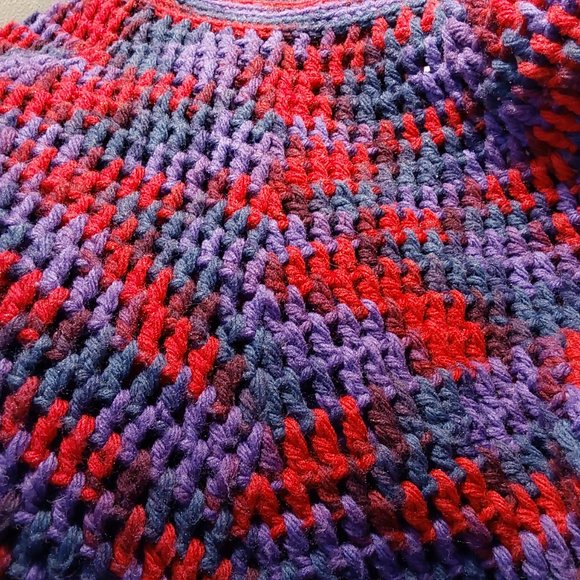 Handmade Colorful Crochet Poncho Ruffle Edges - Large - Picture 3 of 5